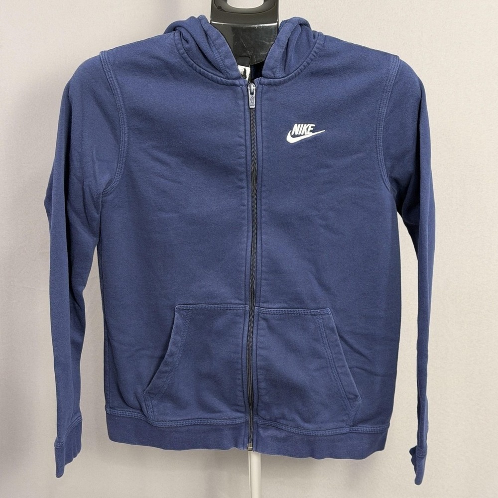 Nike Sweatshirt Youth XL Blue Full Zip Hoodie Fleece Logo Jacket Athletic